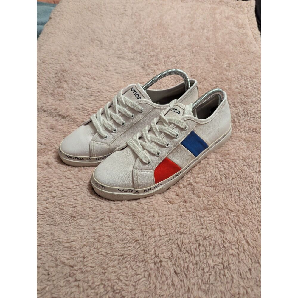 Nautica Yoselin Colorblock Logo Sneakers Low Top Casual Kicks White Blue Red